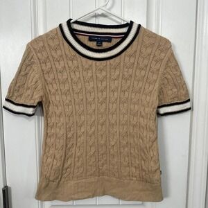 Cable knit short sleeve preppy y2k sweater. Small